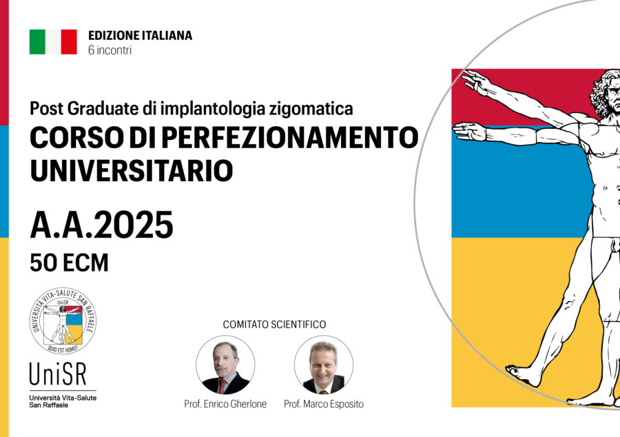 Corso di perfezionamento Universitario Post graduate di implantologia zigomatica Università Vita-Salute San Raffaele 50 ECM